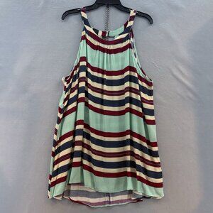 Lane Bryant Sleeveless High-Low Shirred Halter Top W/ Striped Pattern NWT SZ‎ 22